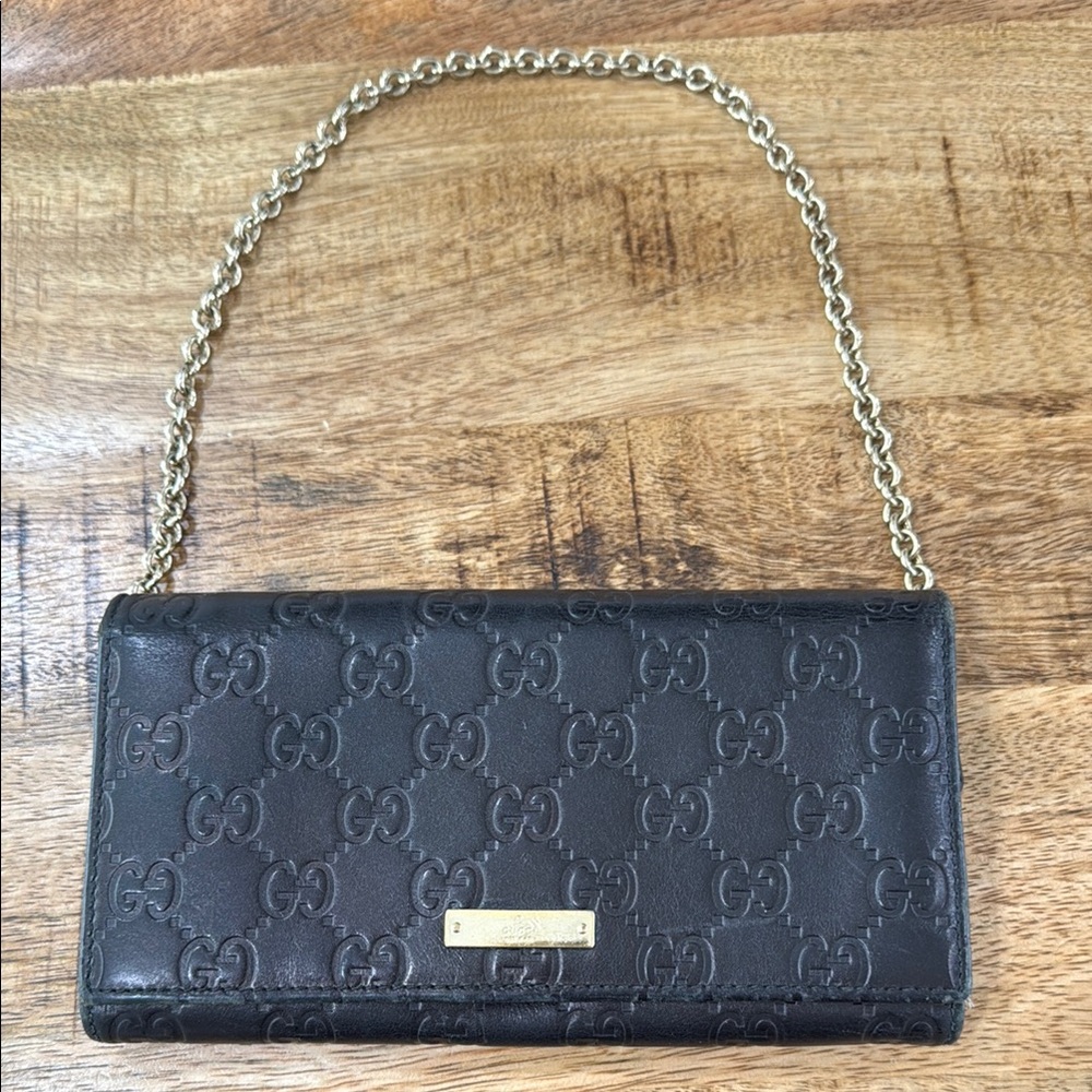 Vintage Gucci Black Clutch with Chain Strap